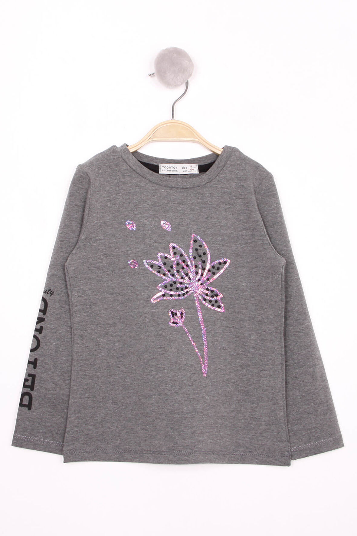 Toontoy Kız Çocuk Çiçek Nakışlı T-Shirt