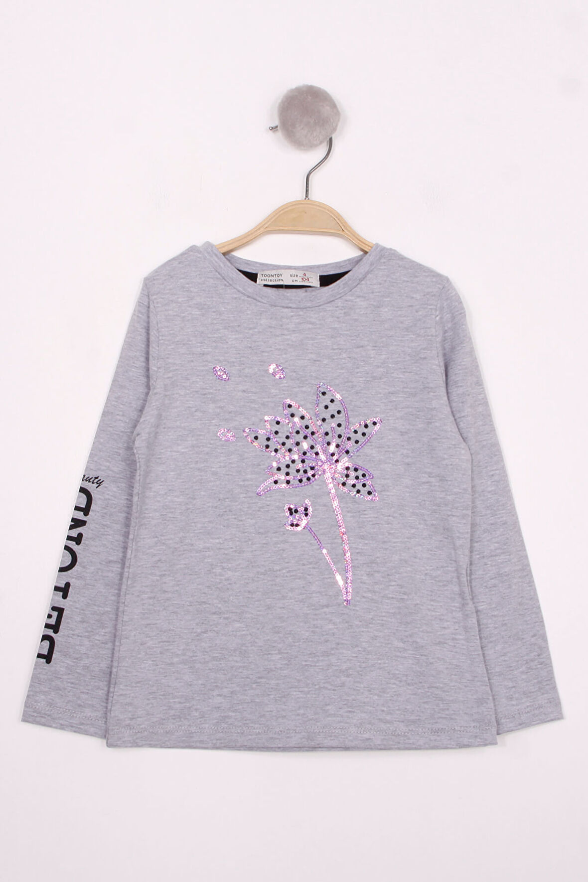 Toontoy Kız Çocuk Çiçek Nakışlı T-Shirt