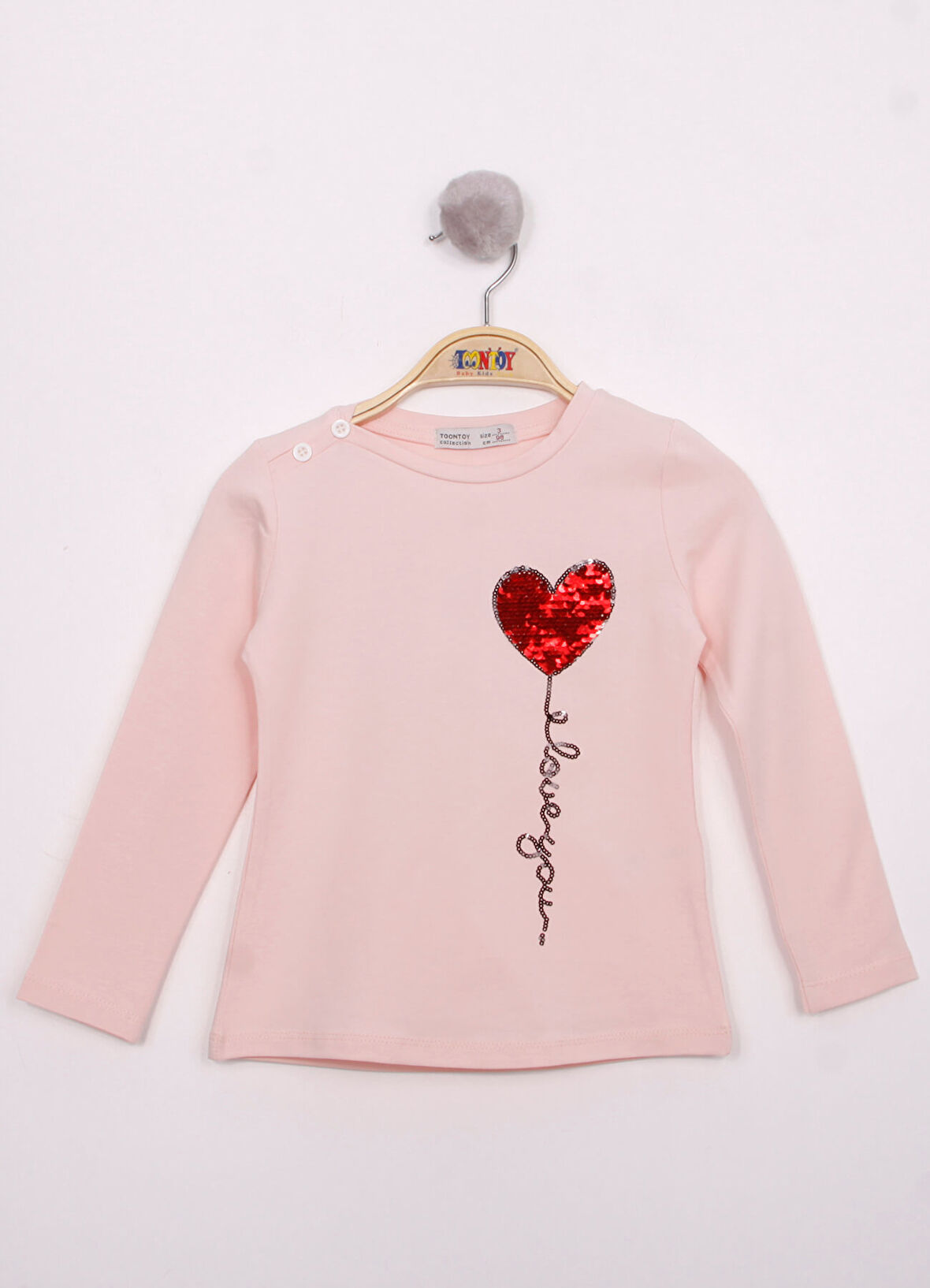 Toontoy Kız Çocuk Göğsü Pul Nakışlı T-Shirt