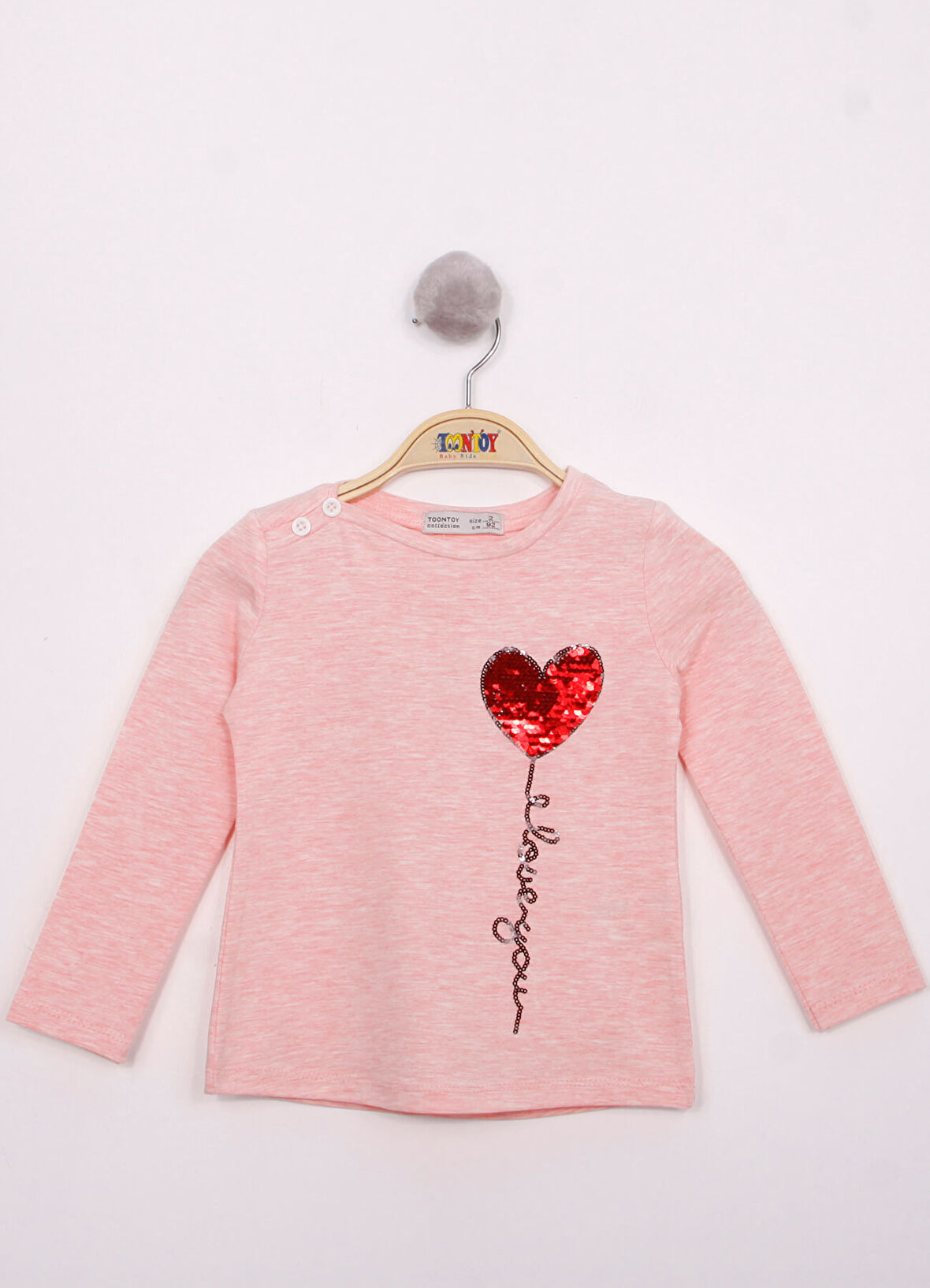 Toontoy Kız Çocuk Göğsü Pul Nakışlı T-Shirt