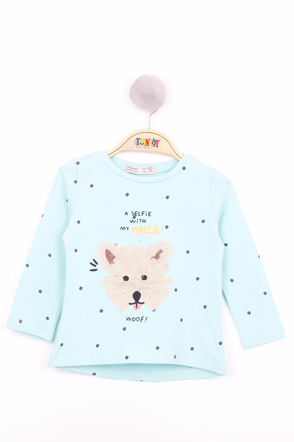 Toontoy Kız Bebek Köpek Nakışlı T-Shirt