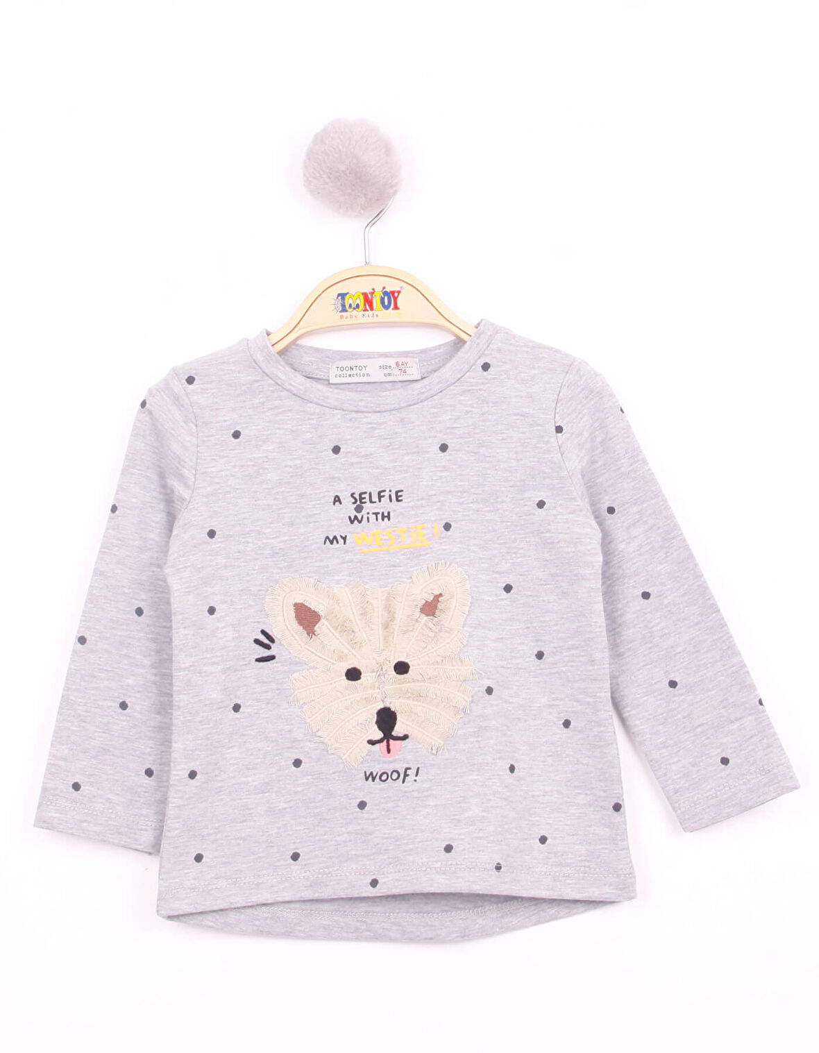 Toontoy Kız Bebek Köpek Nakışlı T-Shirt