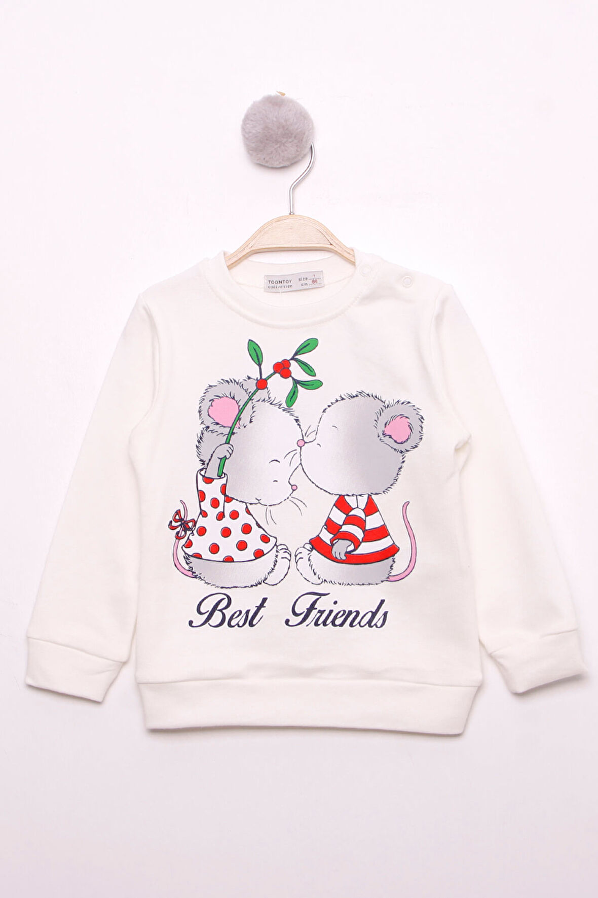 Toontoy Kız Çocuk Best Friend Baskılı Pamuklu Sweatshirt