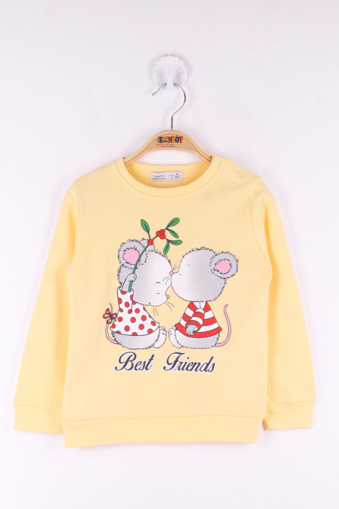 Toontoy Kız Çocuk Best Friend Baskılı Pamuklu Sweatshirt