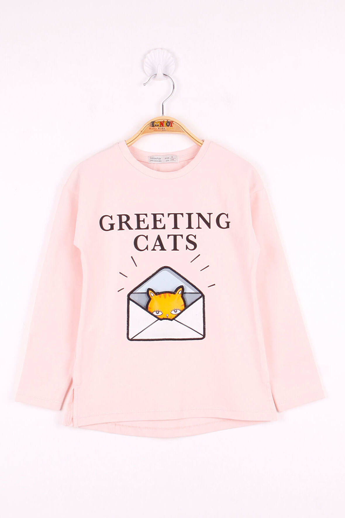 Toontoy Kız Çocuk Kedi Baskılı T-Shirt