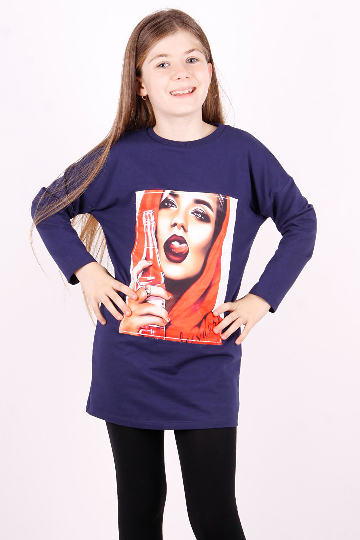 Toontoy Kız Çocuk Kız Baskılı Elbise