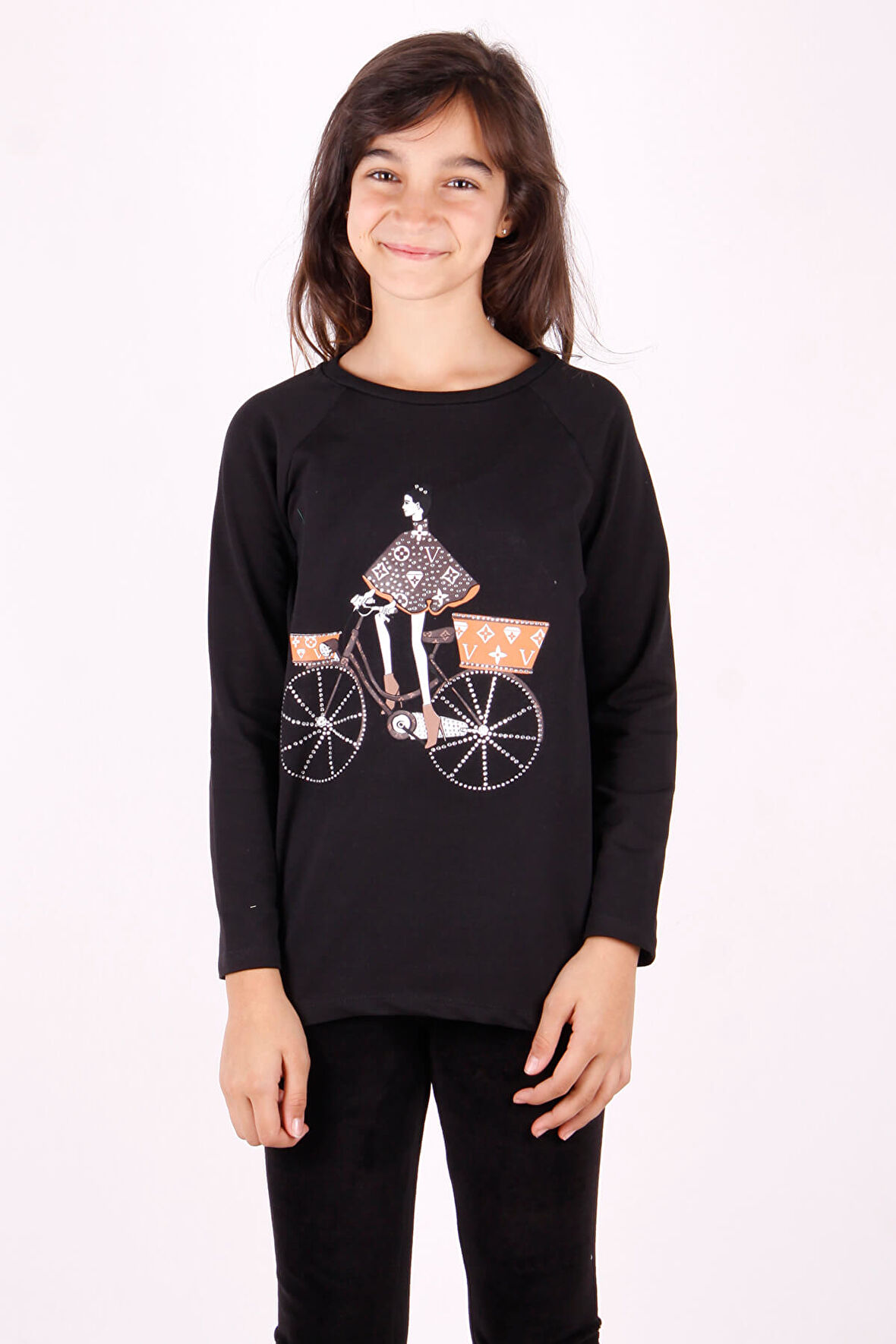 Toontoy Kız Çocuk Bisiklet Baskılı Tişört