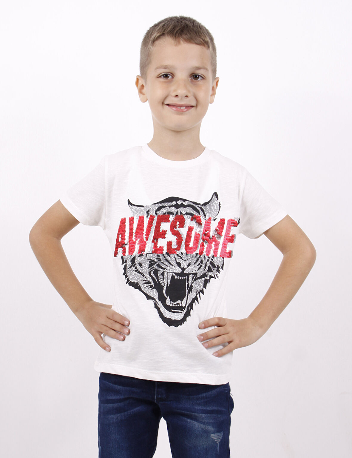 Toontoy Erkek Çocuk Awesome Pul Nakışlı T-Shirt