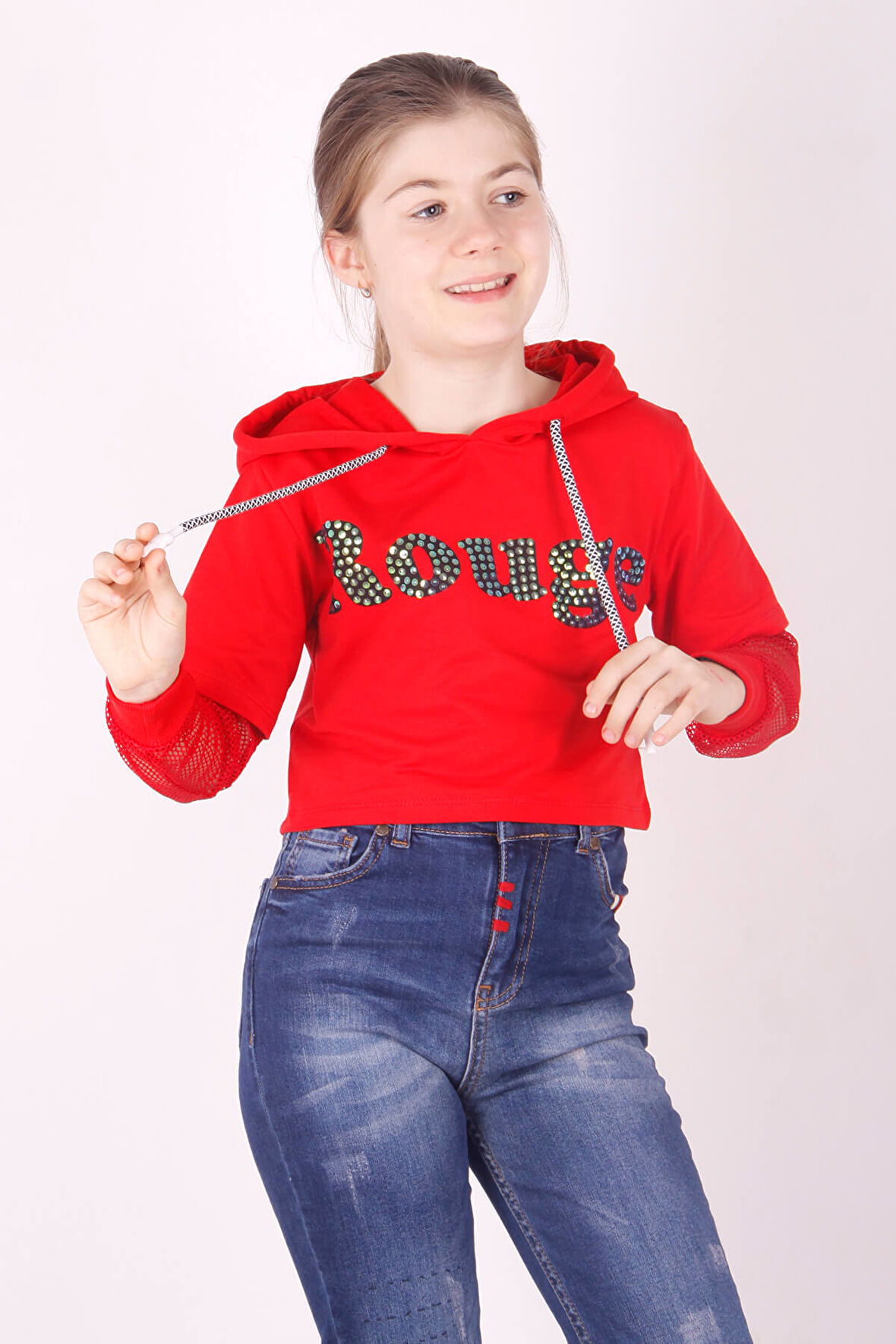 Toontoy Kız Çocuk Rouge Baskılı Kapşonlu Sweatshirt