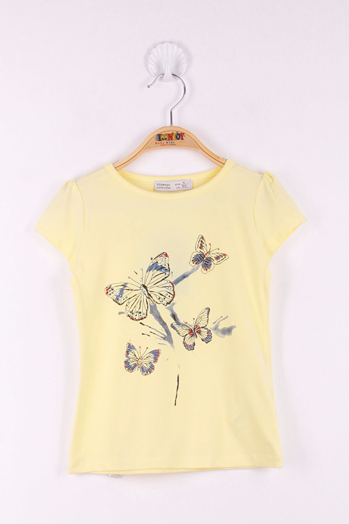 Toontoy Kız Çocuk  Kelebek Taş Baskılı T-Shirt