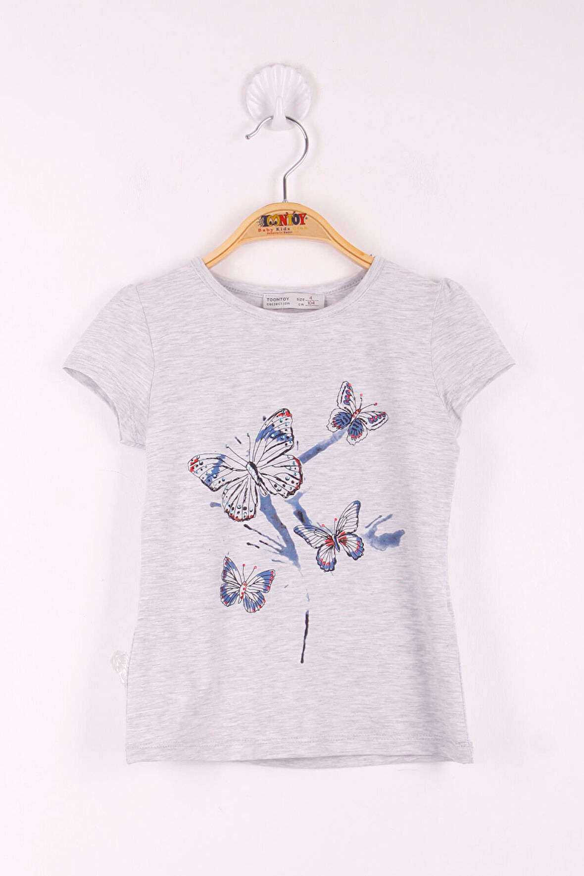 Toontoy Kız Çocuk  Kelebek Taş Baskılı T-Shirt