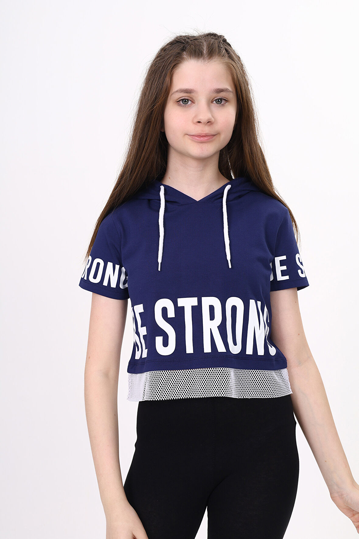 Toontoy Kız Çocuk Be Strong Baskılı Kapüşonlu Tişört