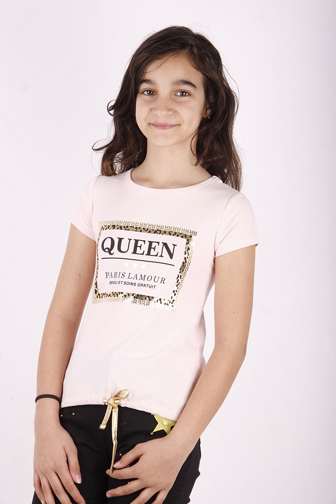 Toontoy Kız Çocuk Queen Varak Leoapar Baskılı Tişört