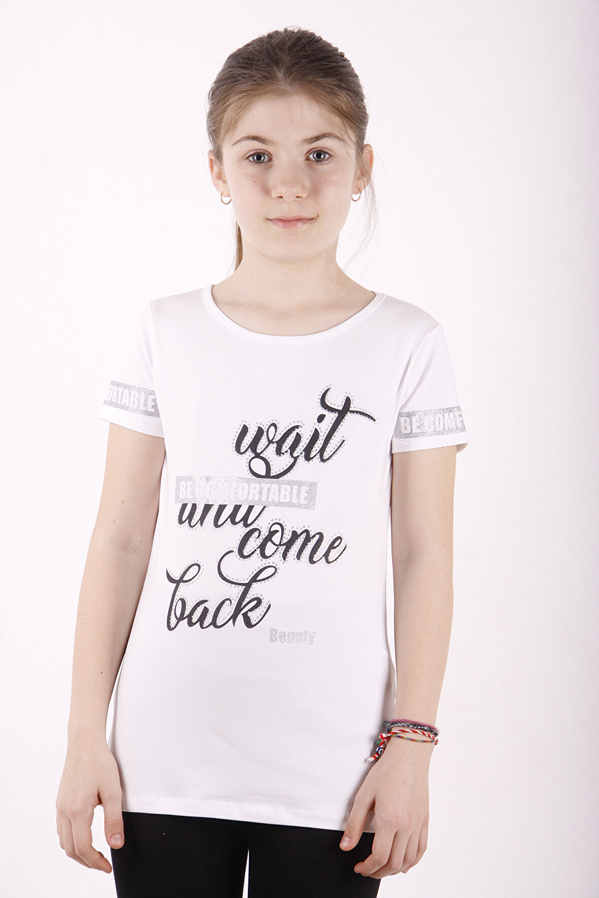 Toontoy Kız Çocuk Slogan Baskılı Tişört