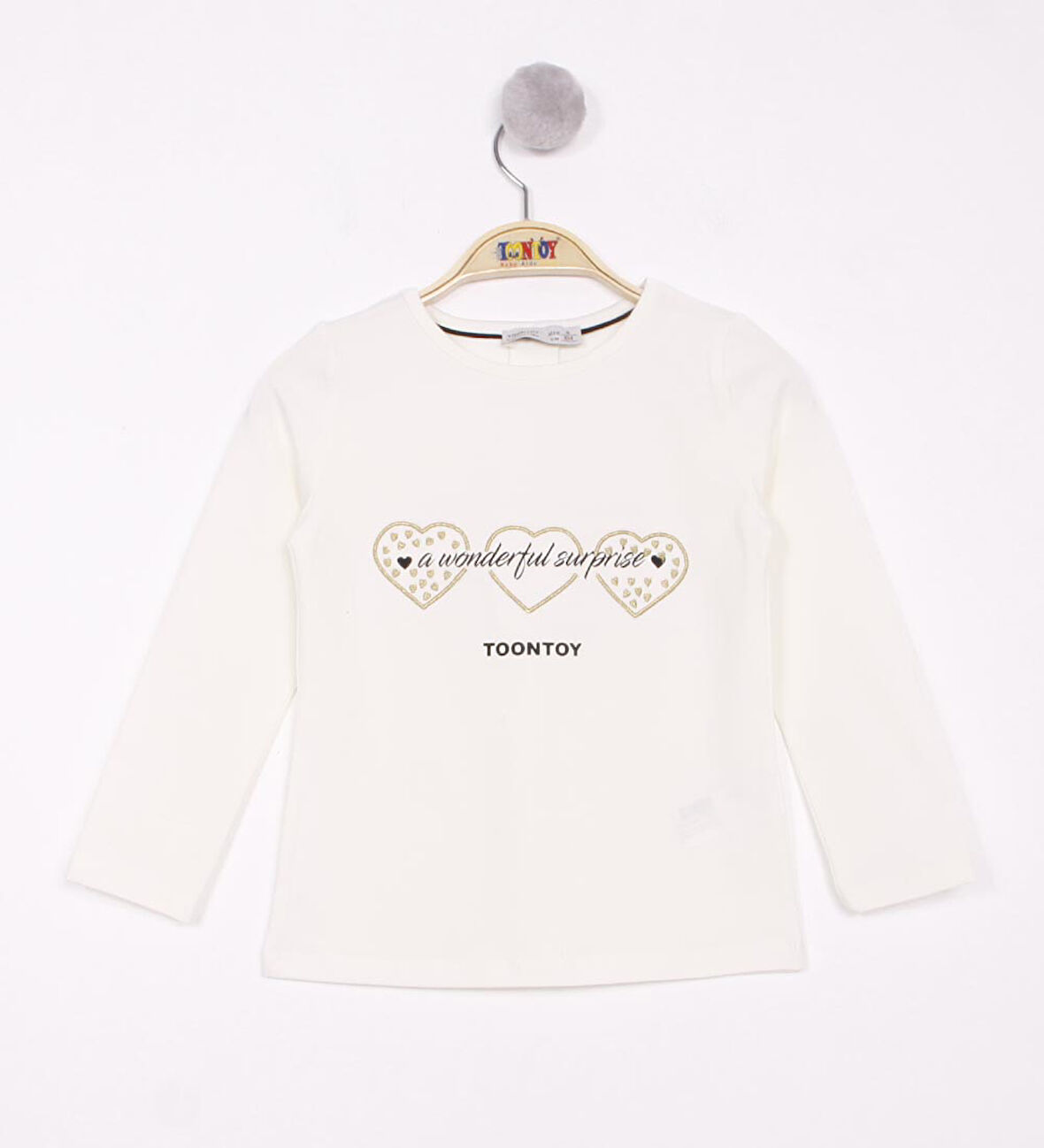 Toontoy Kız Çocuk Surprise Kalp Nakışlı Tişört