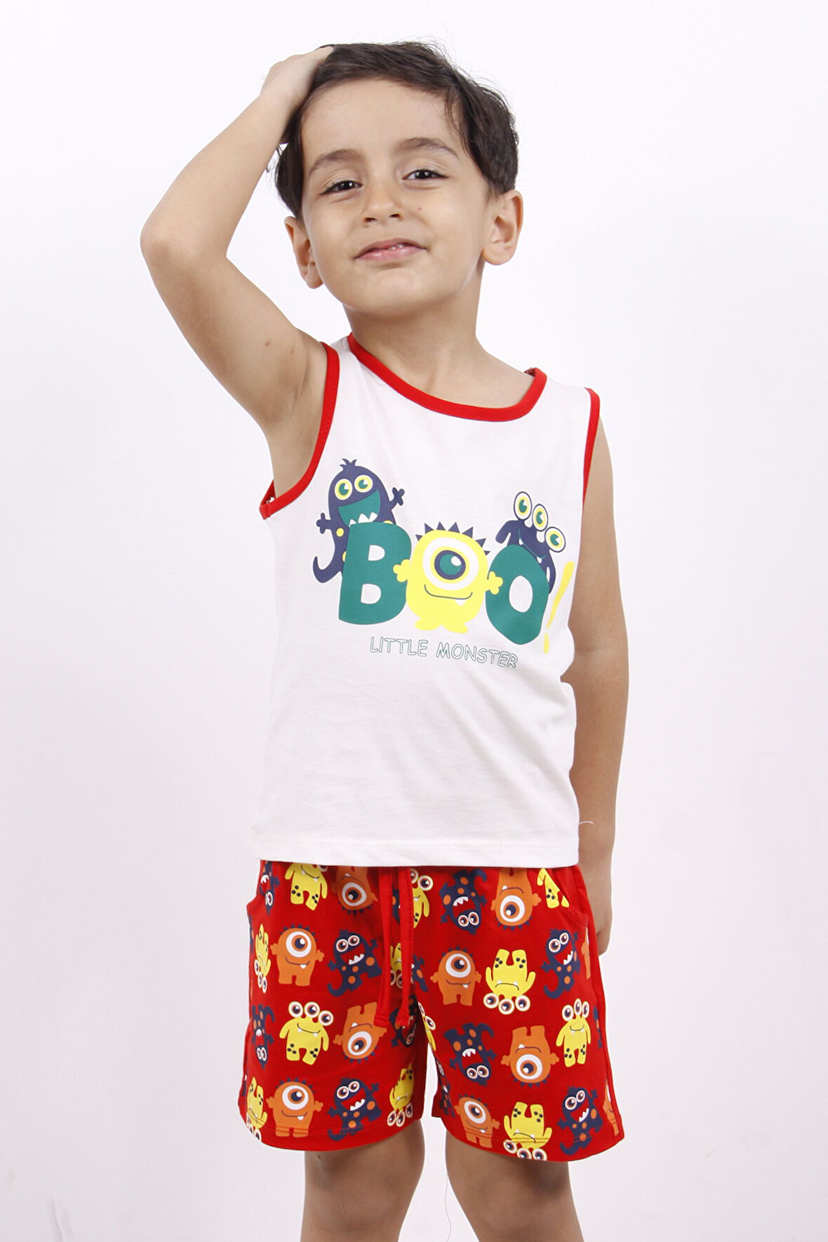 Toontoy Erkek Çocuk BOO! Baskılı Şortlu Takım