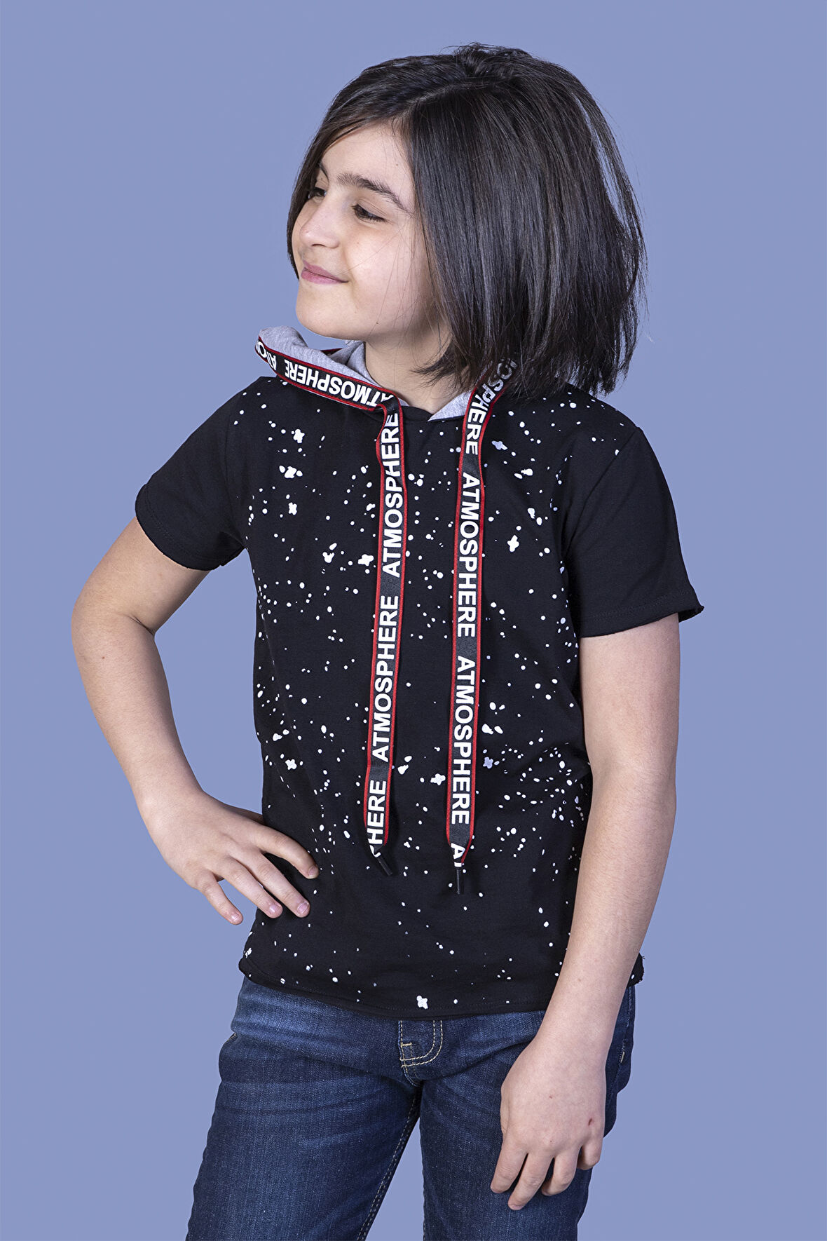 Toontoy Erkek Çocuk Kapüşonu Şeritli Tişört