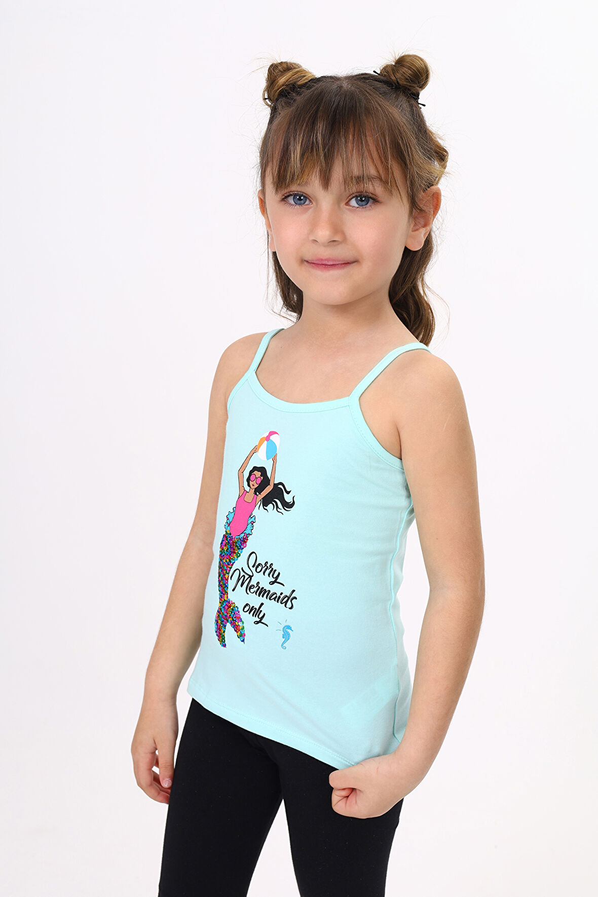 Toontoy Kız Çocuk Deniz Kızı Baskılı Pul İşlemeli Atlet