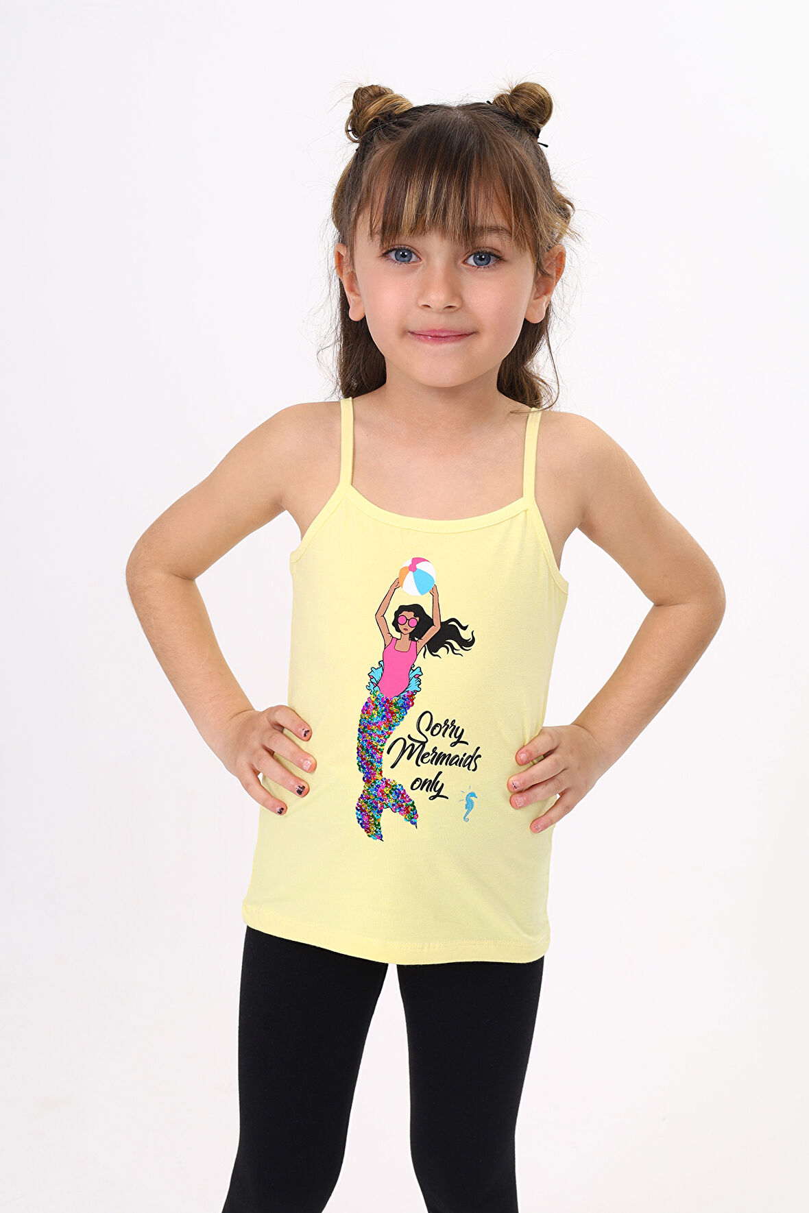 Toontoy Kız Çocuk Deniz Kızı Baskılı Pul İşlemeli Atlet