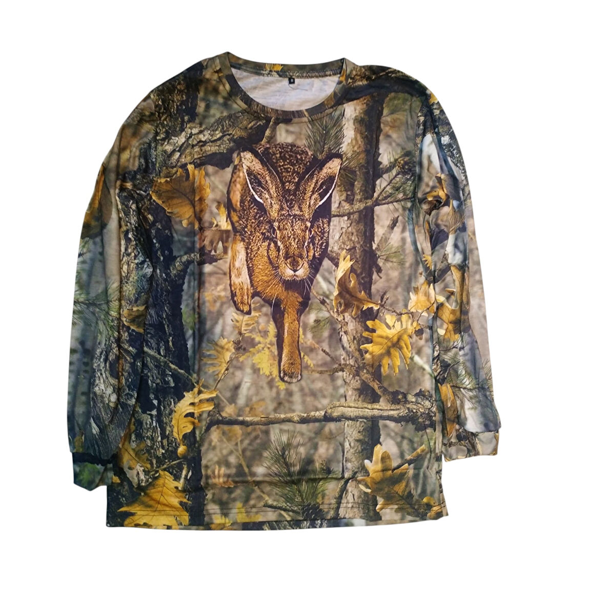 Tavşan Desenli Orman Kamuflaj Sıfır Yaka Uzun Kollu Sweatshirt - L