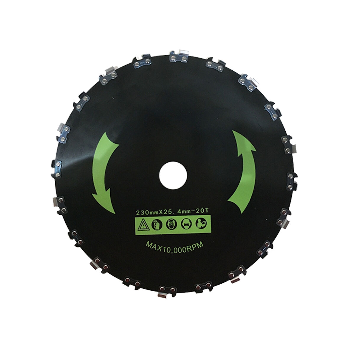 Greentech 230x25.4x1.6mm 20diş Daire Testere Motorlu Tırpan Zincirli Çalı Bıçağı