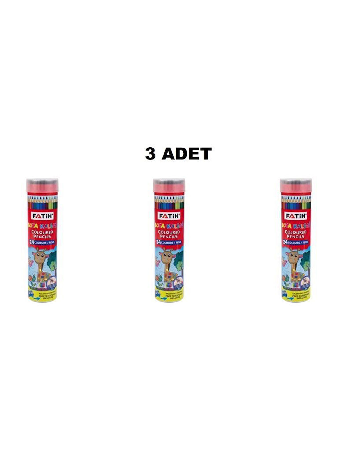 Fatih Tüp Kuru Boya Kalemi 24 Renk 3 Adet