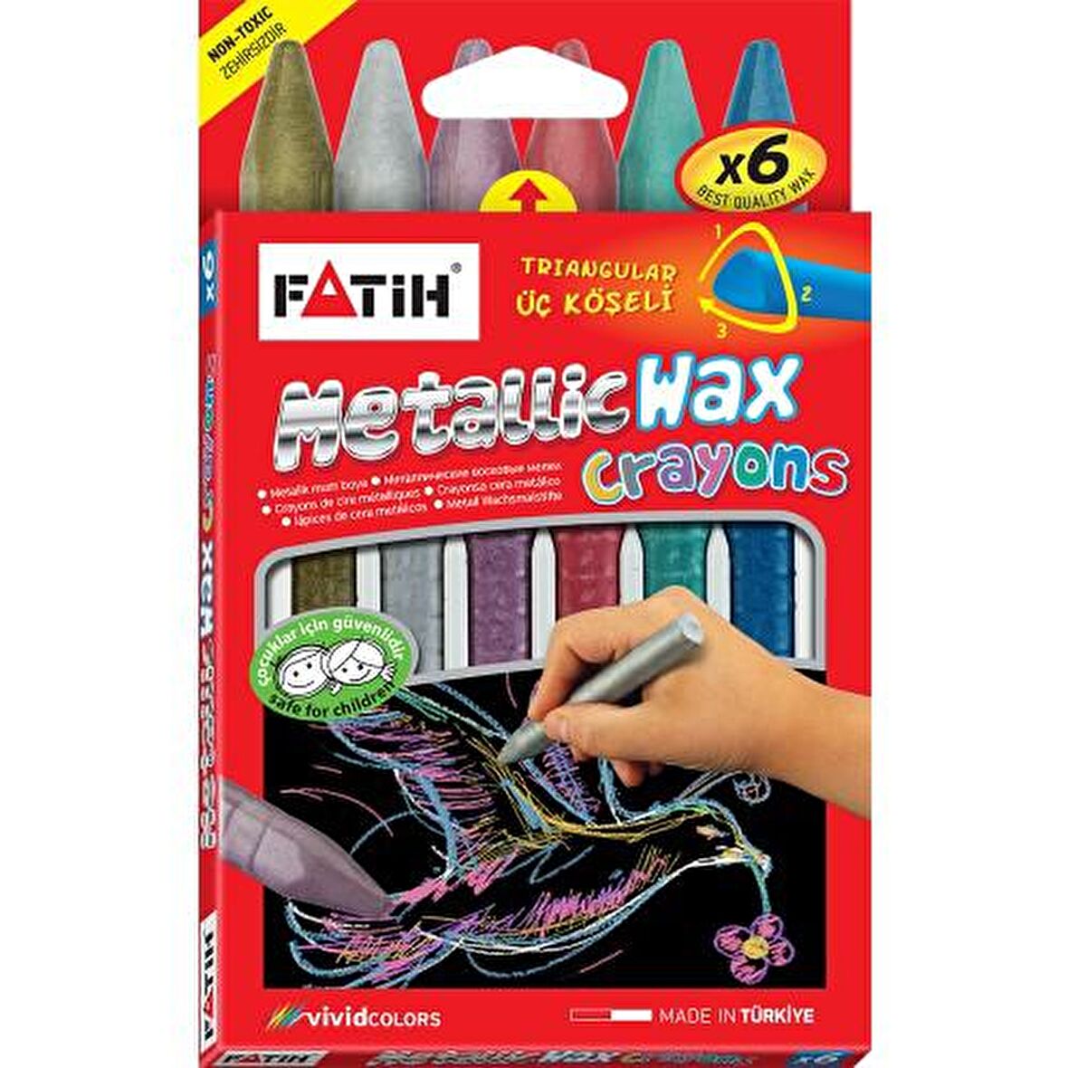 Fatih Metallic Wax Crayon 6 Renk Jumbo