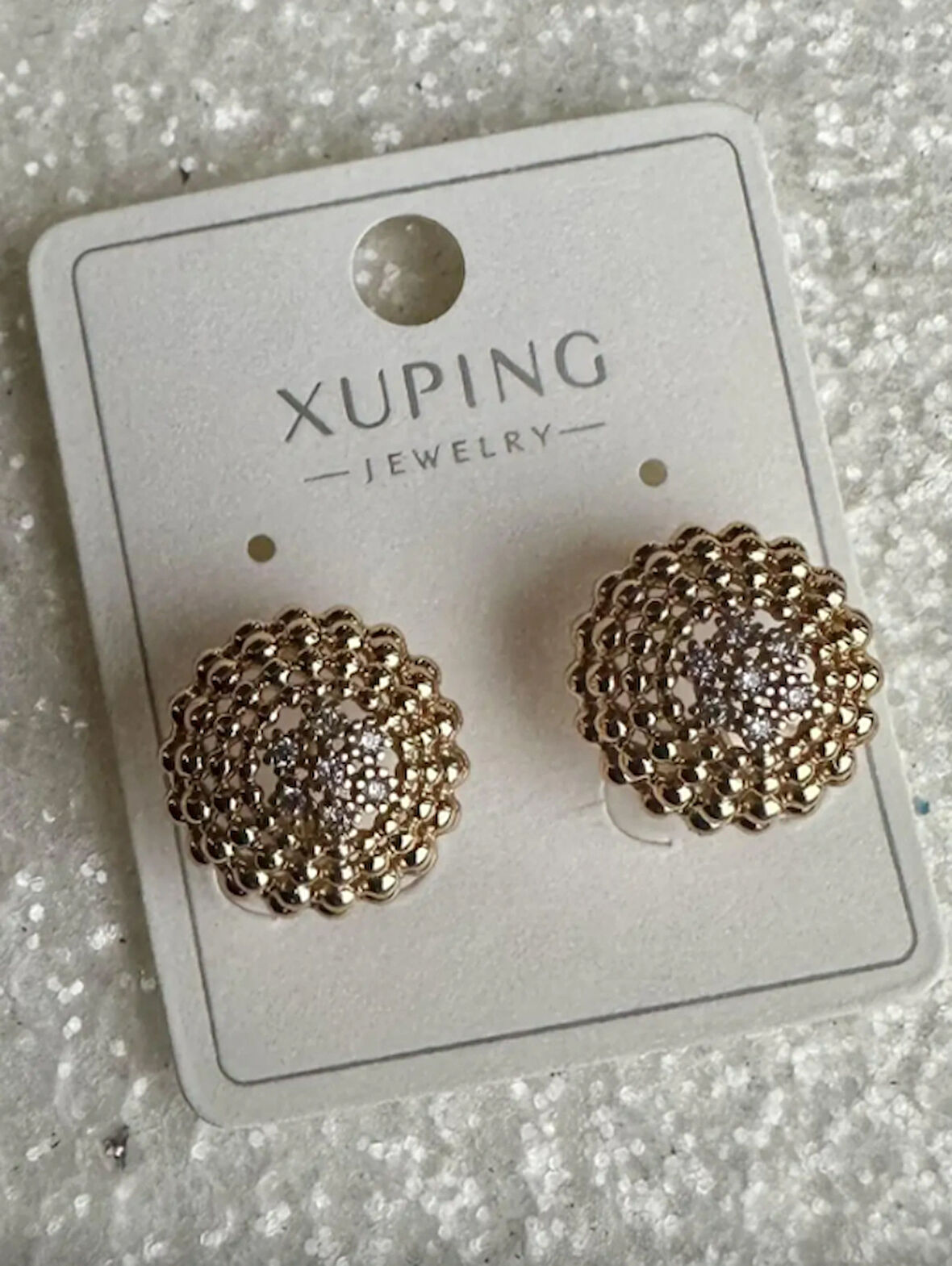 Altın Renk Taş Detaylı  Xuping Küpe (Çift)