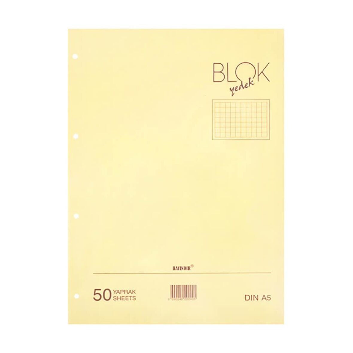 Bayındır Kareli Klasör Yedeği A5 50 Yaprak Sarı