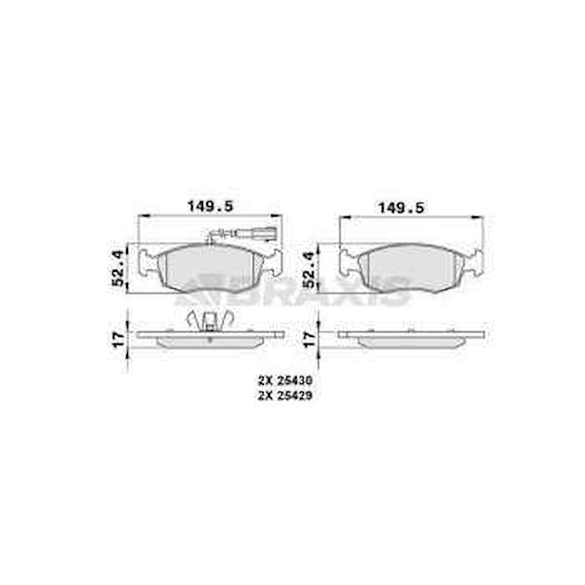 Fiat On Fren Balatası Punto Evo 500 1.2 / 1.3 / 1.4 09> - Braxıs Ab0080