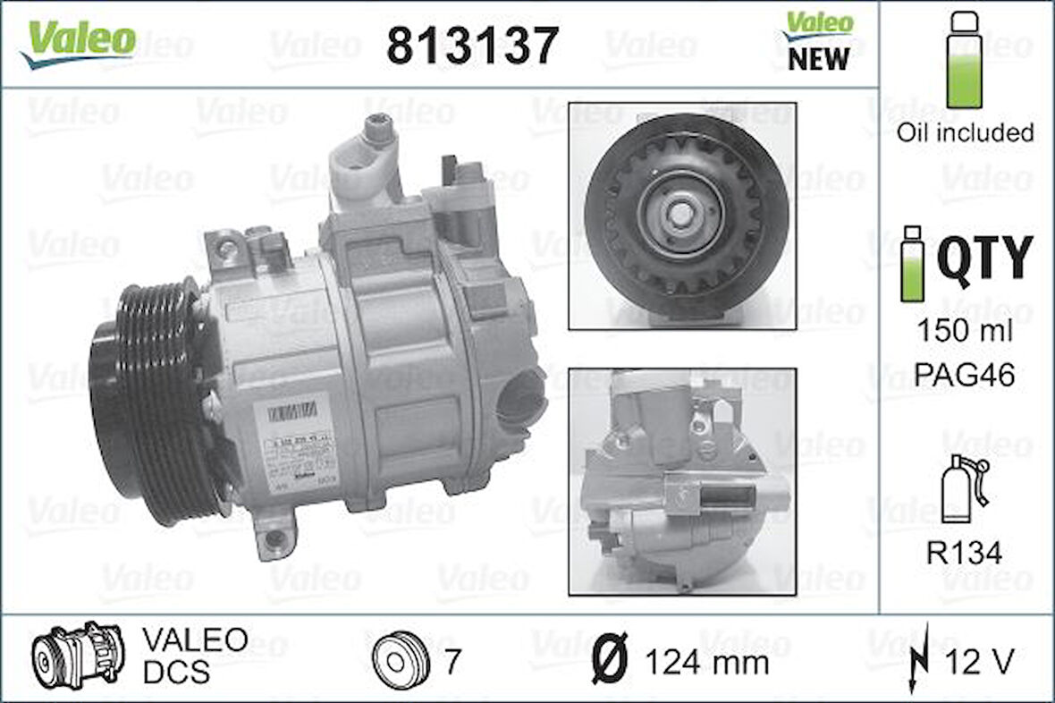 Mercedes Klima Kompresoru W203 02>07 W204 07>14 Cl203 02>08 C209 02>09 A209 03>10 - Valeo 813137