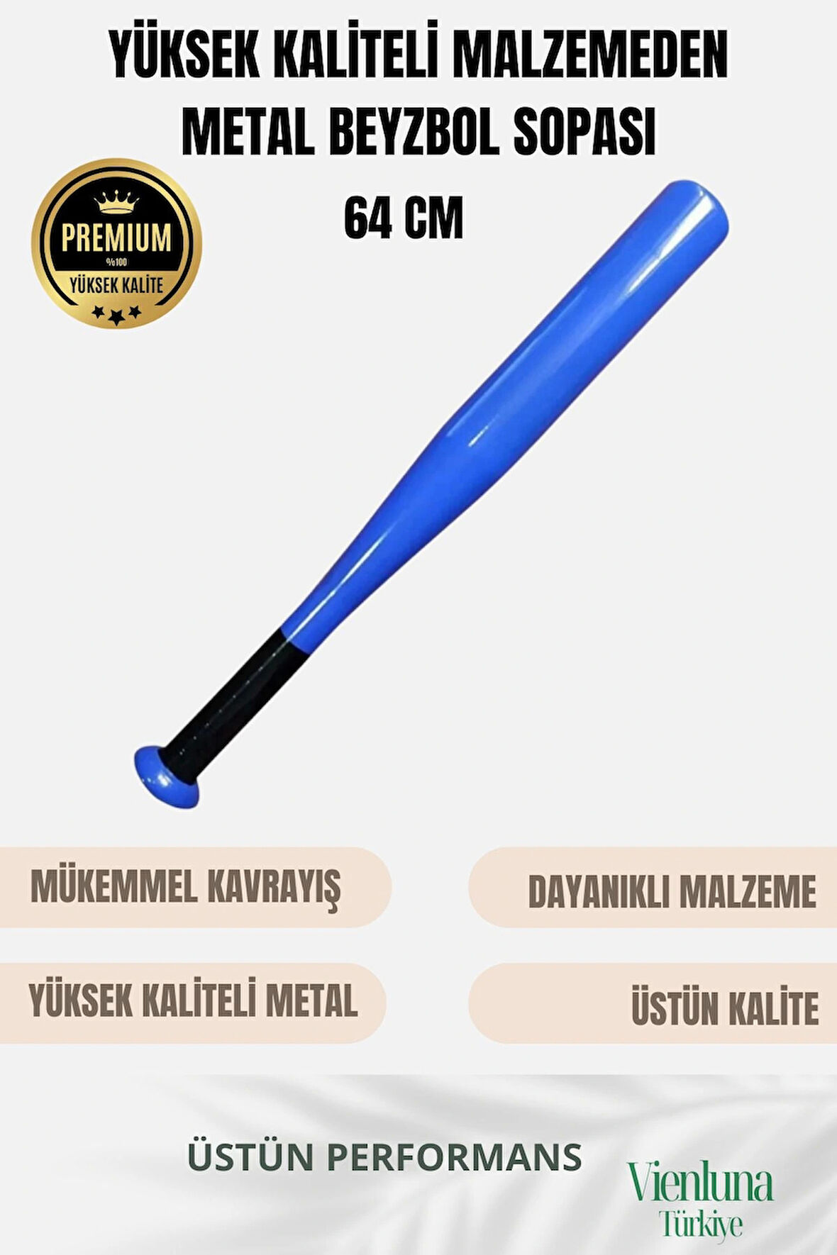 Üstün Tutuş Sağlayan Kırılmaz Ultra Dayanıklı Metal 28" Baseball Beyzbol Sopası 64 Cm