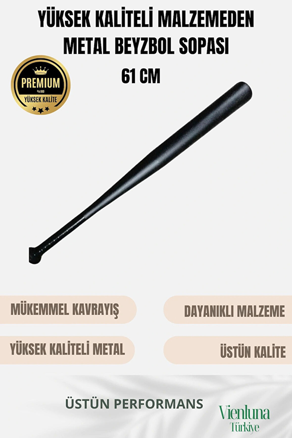 Üstün Tutuş Sağlayan Kırılmaz Ultra Dayanıklı Metal Süper Baseball Beyzbol Sopası 61 Cm