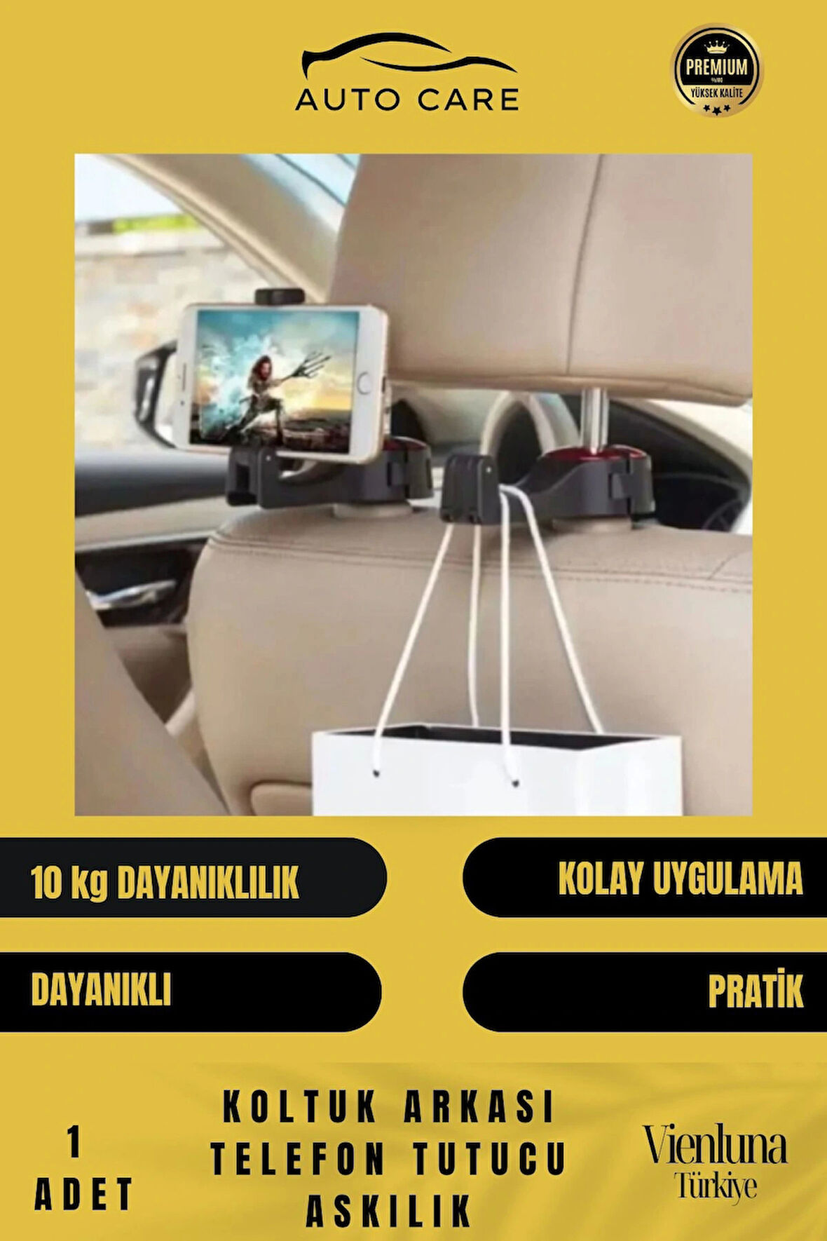 Premium Kalite Tüm Araçlarla Uyumlu Dayanıklı Araba Oto Koltuk Arkası Telefon Tutucu Askılık