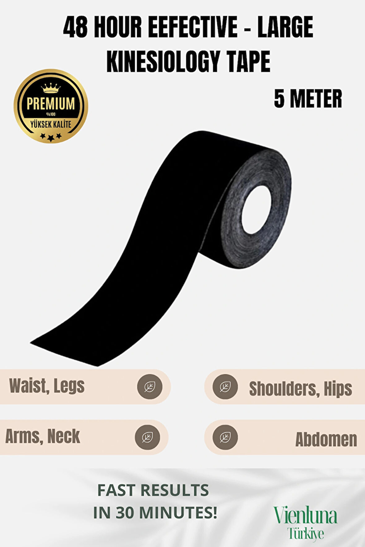 High Quality Waterproof Breathable Athletic Elastic Muscle Pain Kinesiology Tape Black