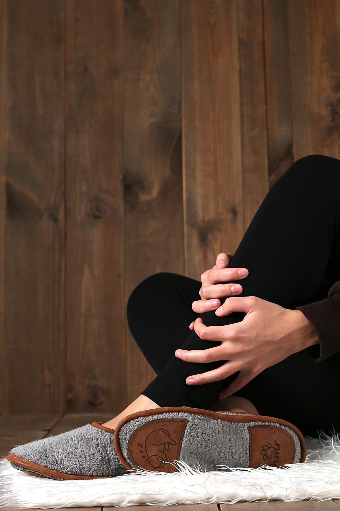 Kışlık Ev Patiği PTK-776 Gri Küçük Beden