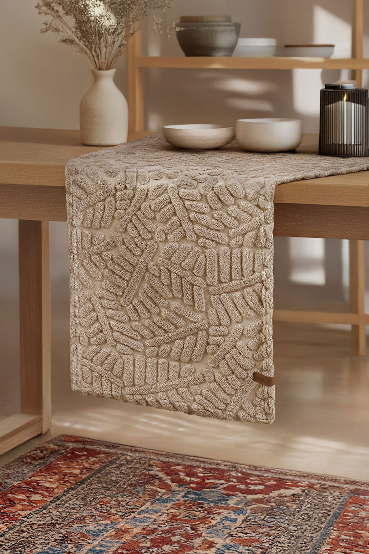 Jakarlı Masa Runner Forest Natural