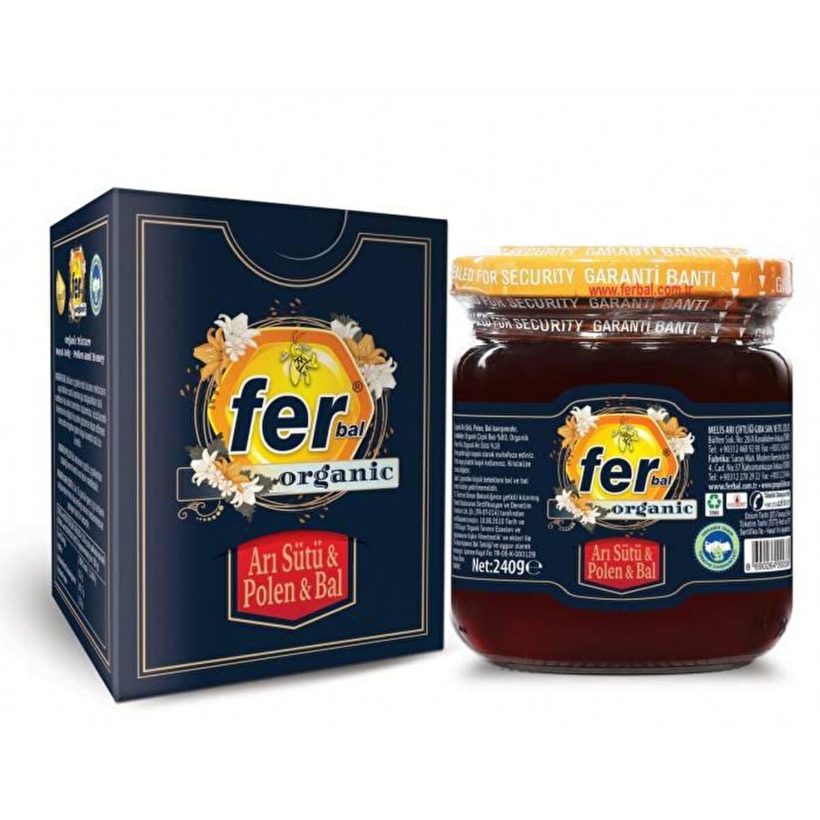 FER ORGANİK ARI SÜTÜ POLEN BAL KARIŞIMI 240GR