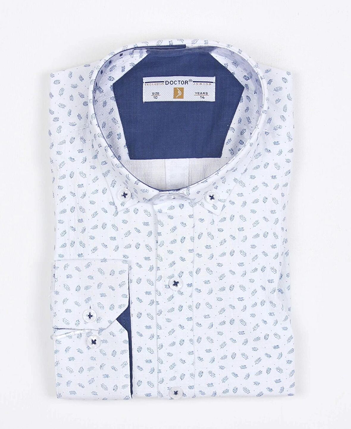 Erkek Çocuk Kendinden Desenli Uzun Kol Gömlek