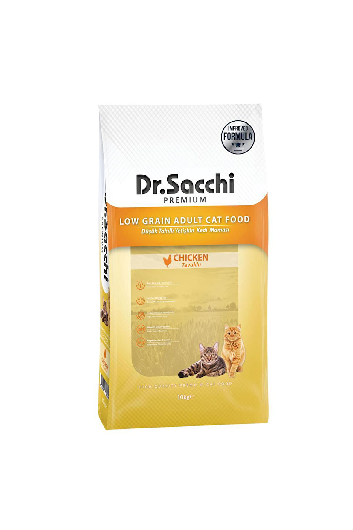 Dr.Sacchi Premium Düşük Tahıllı Tavuklu Yetişkin Kedi Maması 10 Kg