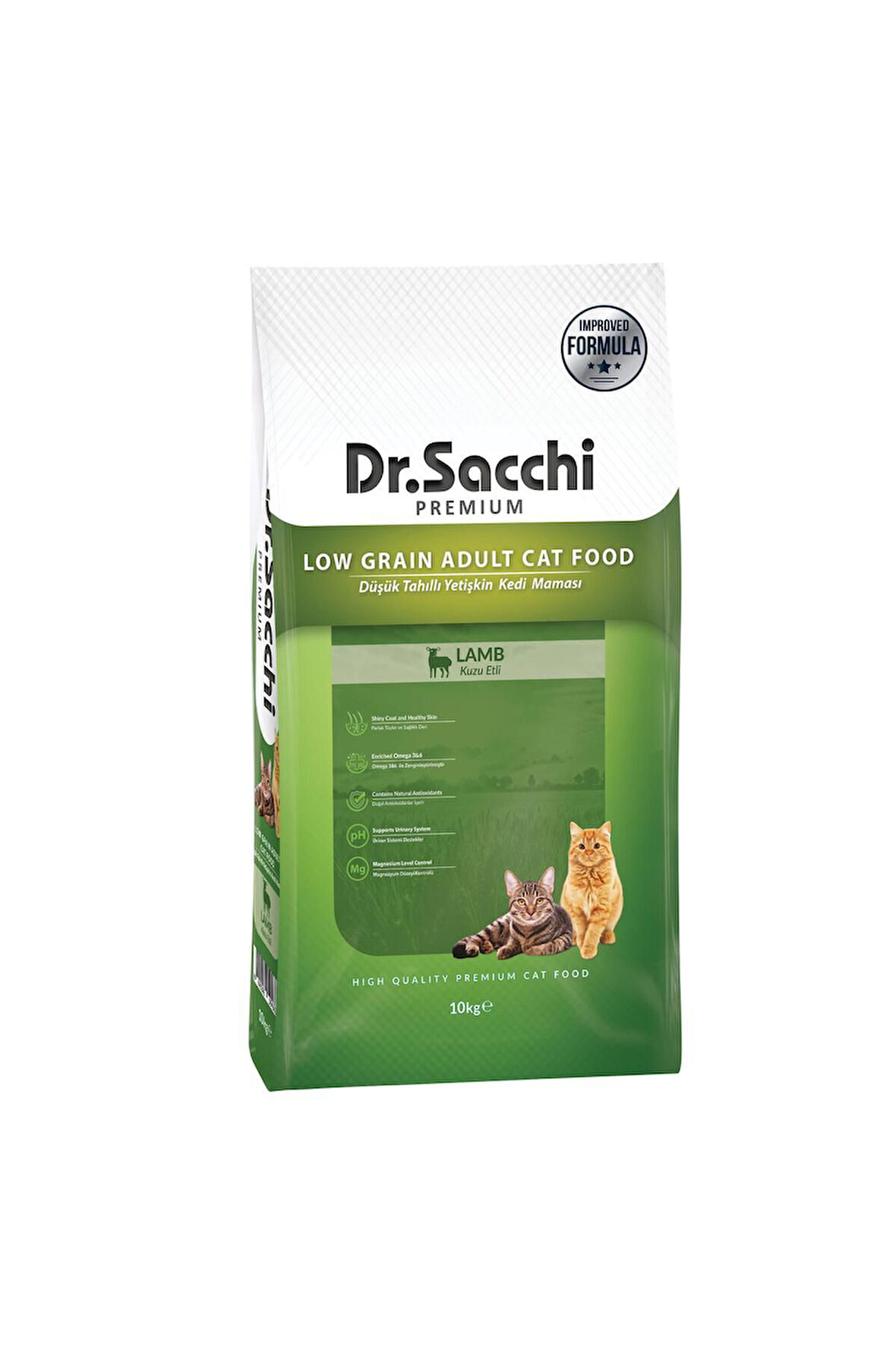 Dr.Sacchi Premium Düşük Tahıllı Kuzu Etli Yetişkin Kedi Maması 10 Kg