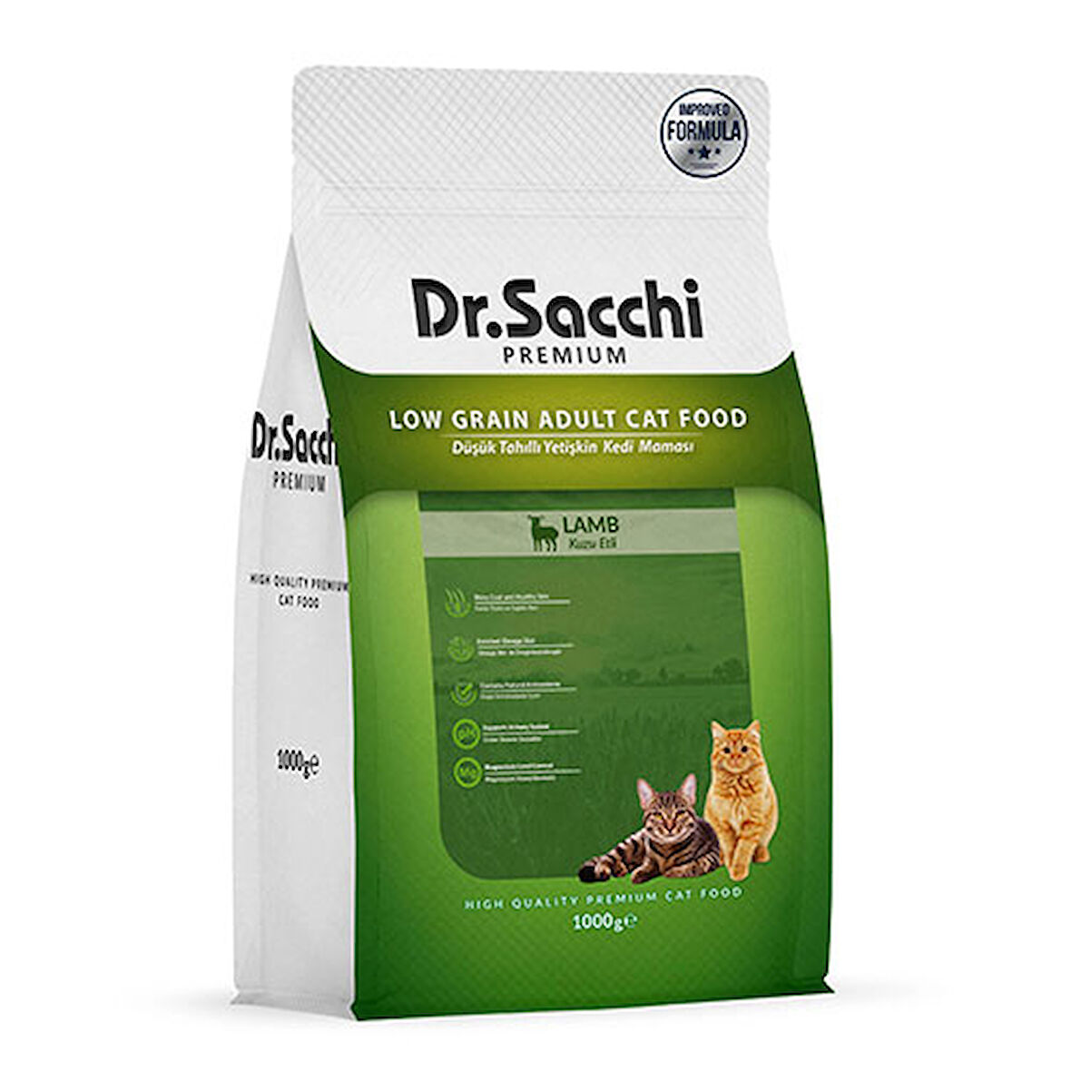 Dr.Sacchi Premium Kuzu Etli Düşük Tahıllı Yetişkin Kedi Maması 1 Kg 