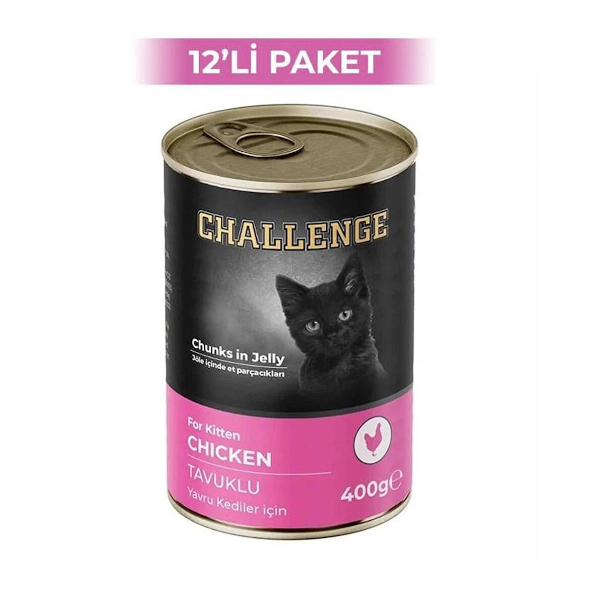 Challenge Tavuklu Yavru Kedi Konservesi 400 g (12 Adet)