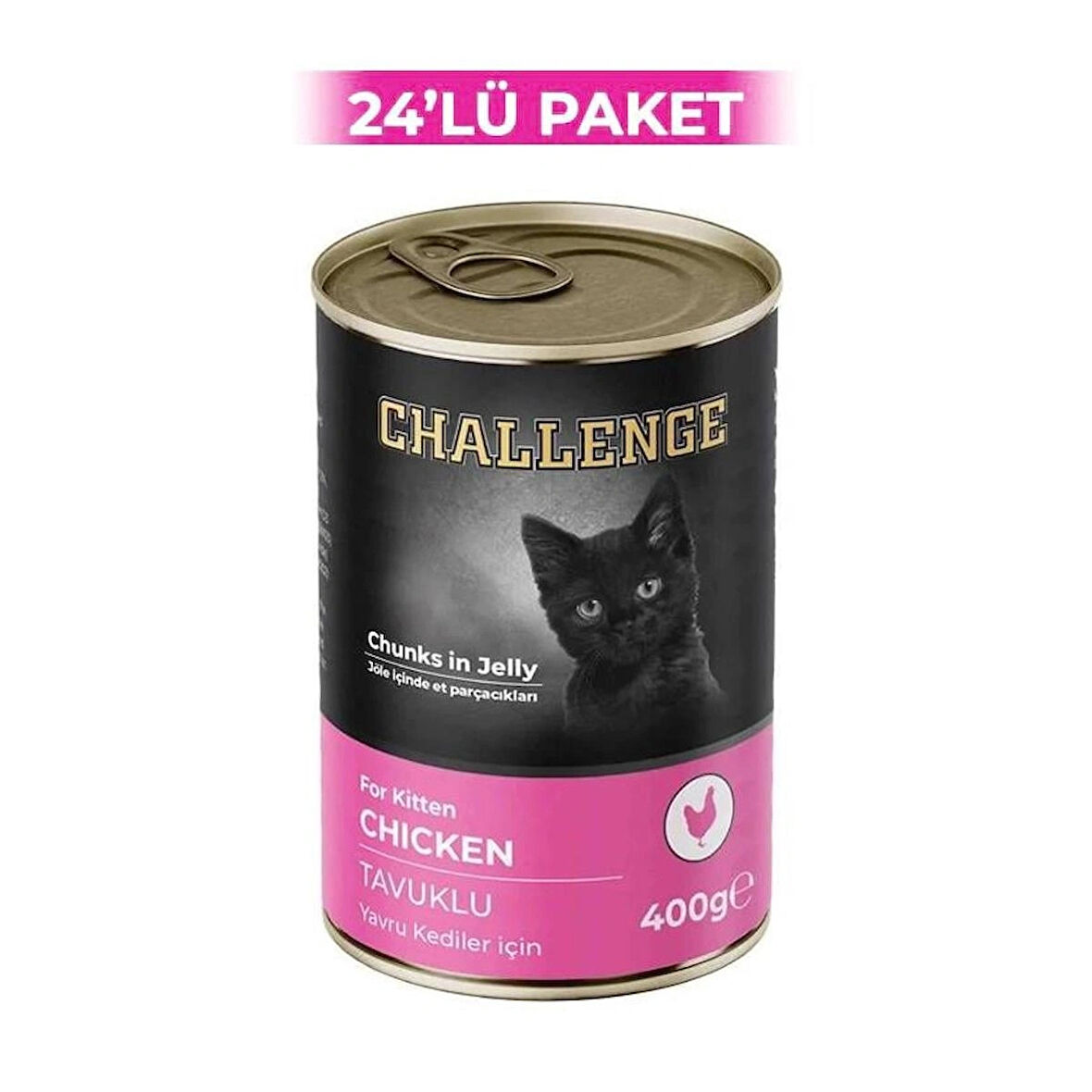 Challenge Tavuklu Yavru Kedi Konservesi 400 g (24 Adet)