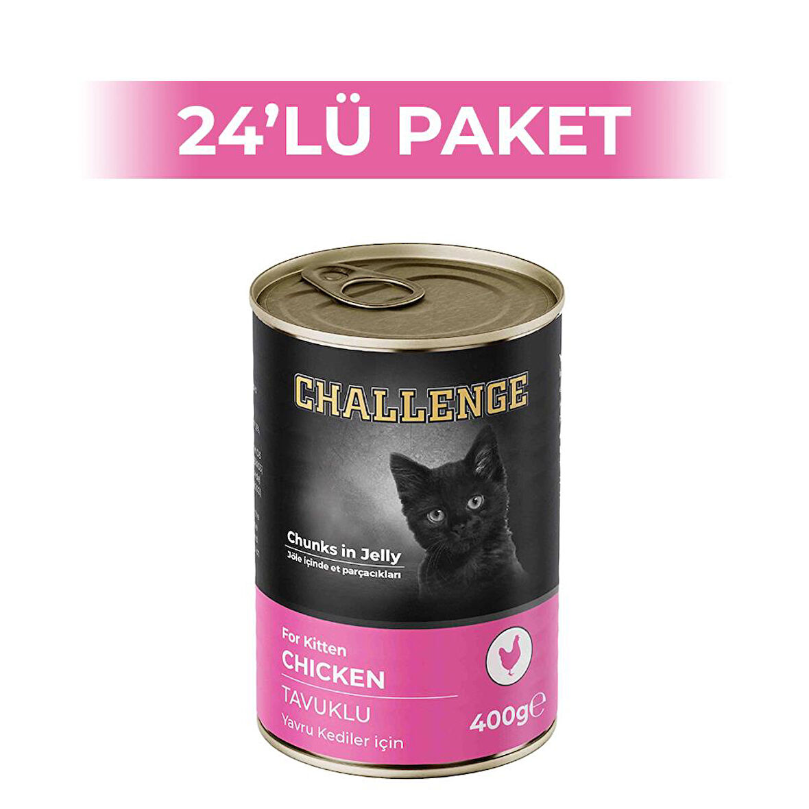 Challenge Tavuklu Yavru Kedi Konservesi 400 gr 24 Adet