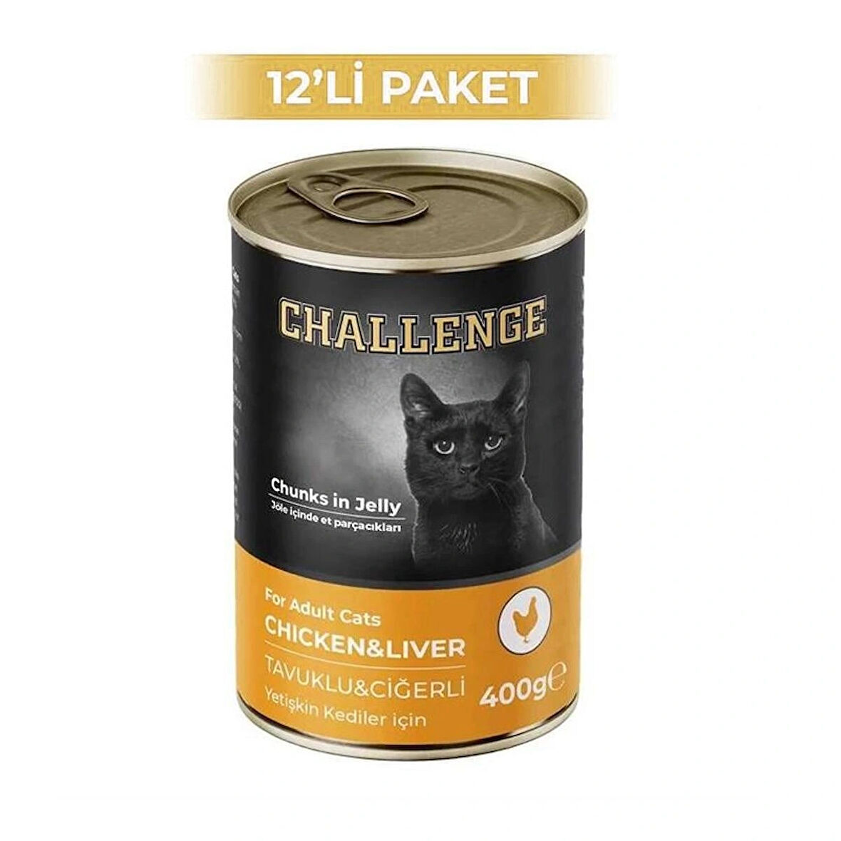 Challenge Tavuklu ve Ciğerli Kedi Konservesi 400 g (12 Adet)