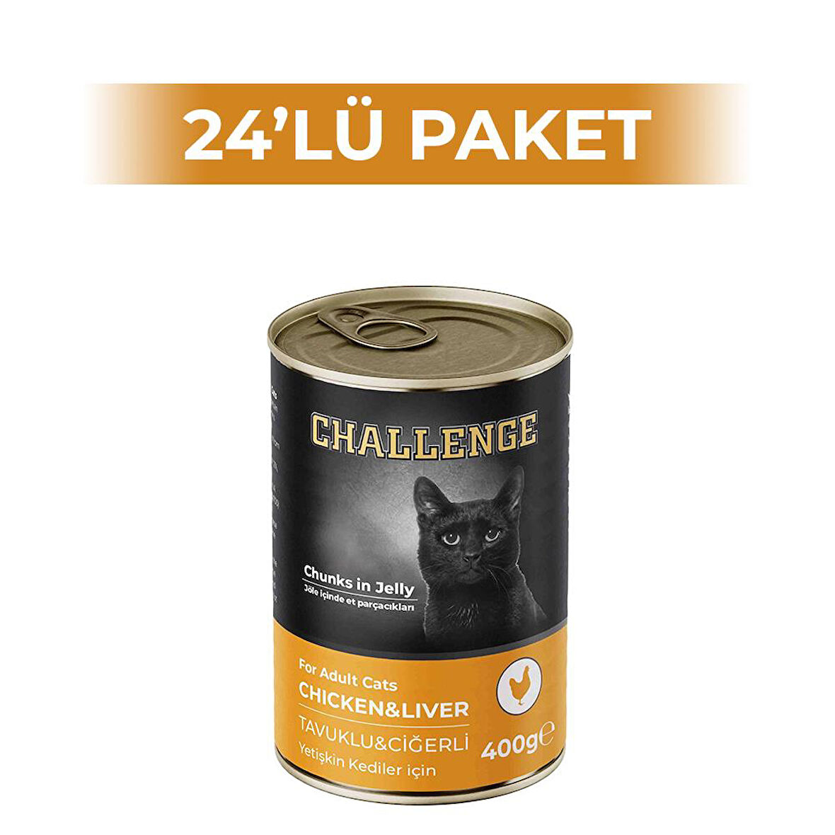 Challenge Tavuklu Ciğerli Yetişkin Kedi Konservesi 400 gr 24 Adet