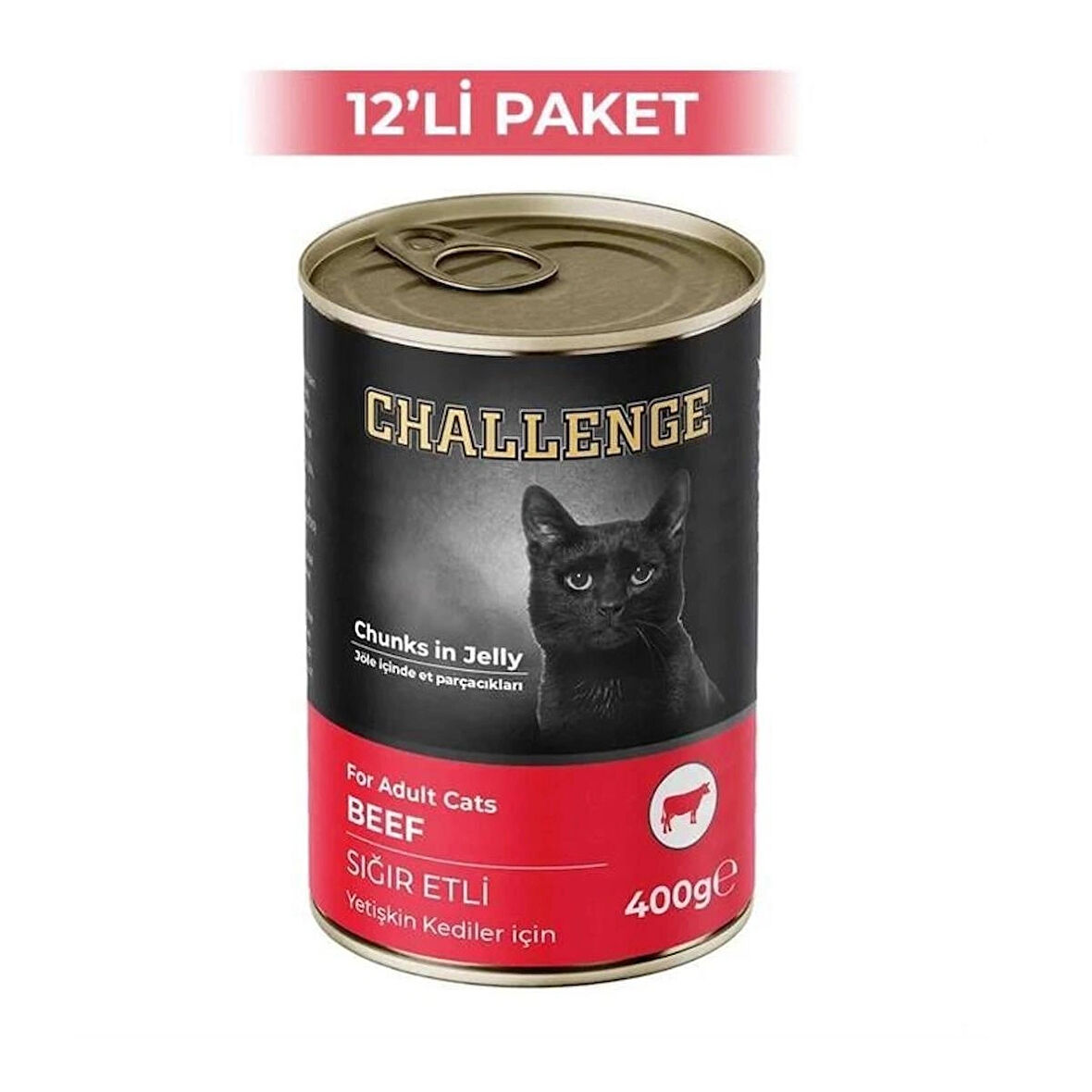 Challenge Sığır Etli Kedi Konservesi 400 g (12 Adet)