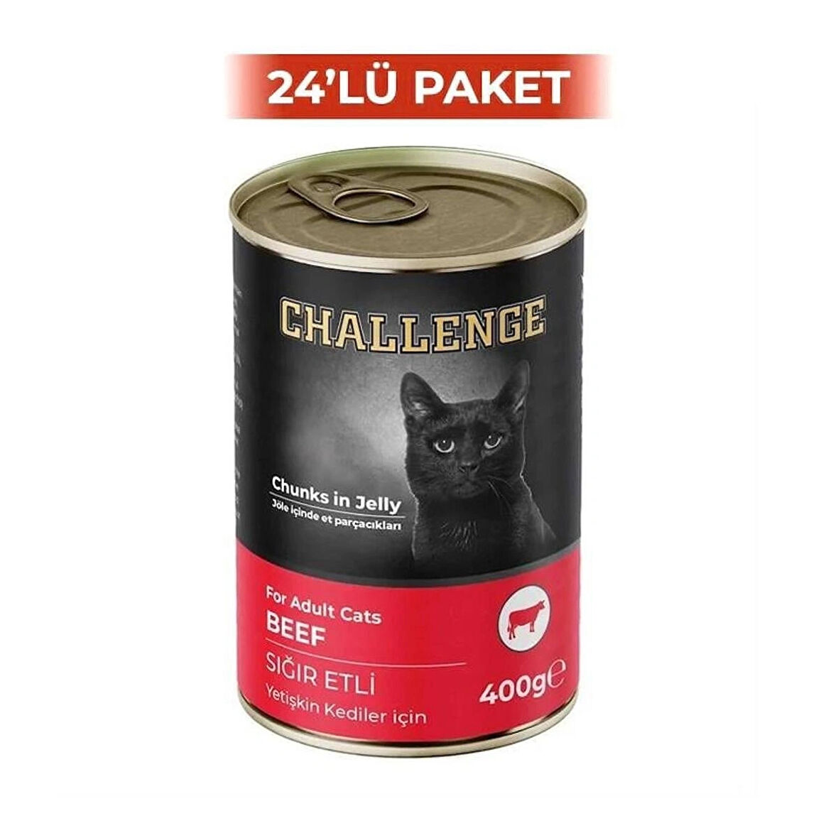 Challenge Sığır Etli Kedi Konservesi 400 g (24 Adet)