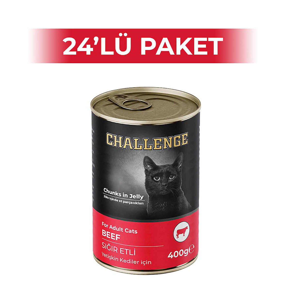 Challenge Sığır Etli Yetişkin Kedi Konservesi 400 gr 24 Adet